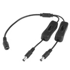 5.5 x 2.1mm Female to 2x Male DC Power Cable Connector with Switch for LED Strip, Length: 30cm Default Title