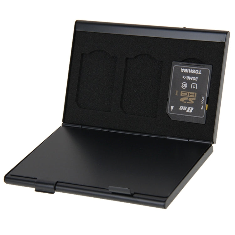 2x 3 in 1 Memory Card Protective Case Box for SD Card, Size: 93mm (L) x 62mm (W) x 10mm (H) – Aluminum Alloy Black