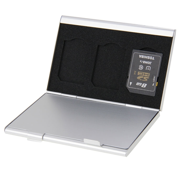 2x 3 in 1 Memory Card Protective Case Box for SD Card, Size: 93mm (L) x 62mm (W) x 10mm (H) – Aluminum Alloy Silver