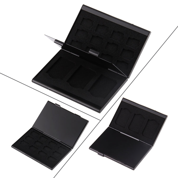 15 in 1 Memory Card Aluminum Alloy Protective Case Box for 3 SD + 12 TF Cards, 3 SD + 12 TF Black – Aluminum Alloy