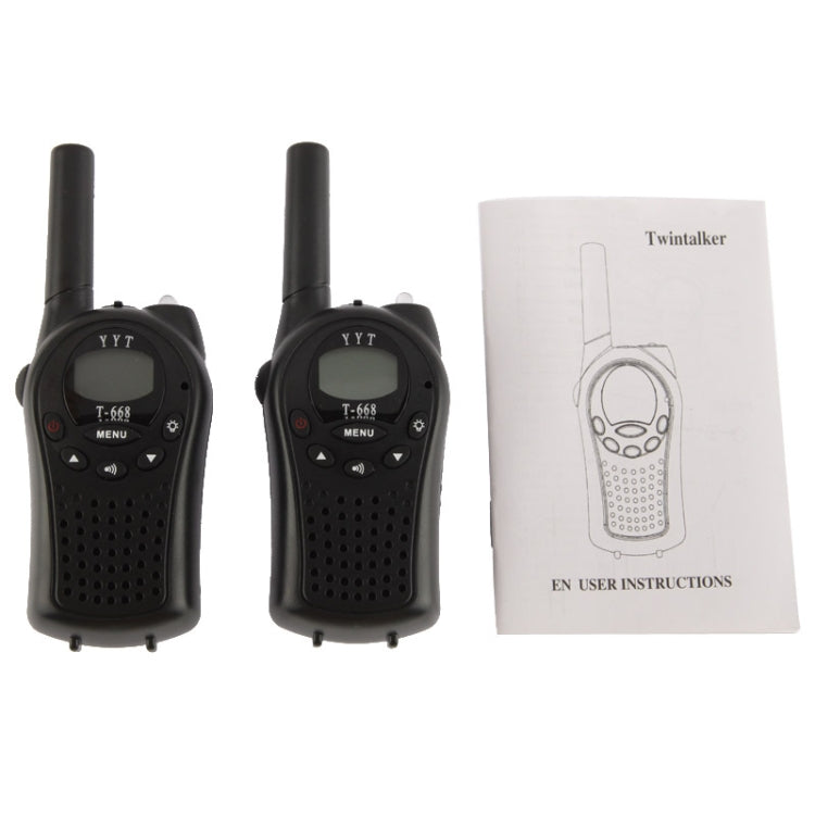 2 PCS T-668 400-470MHz 1.0 inch LCD 8 / 20 / 22CHS Walkie Talkie Set – Durable Build, Easy to Use