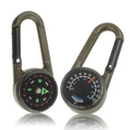 Carabiner Key Compass & Thermometer Hiking Outdoor Travel – Durable Build, Easy to Use Default Title