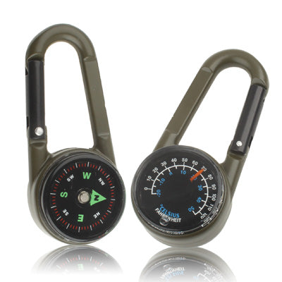 Carabiner Key Compass & Thermometer Hiking Outdoor Travel – Durable Build, Easy to Use Default Title