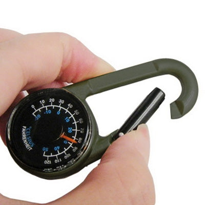 Carabiner Key Compass & Thermometer Hiking Outdoor Travel – Durable Build, Easy to Use
