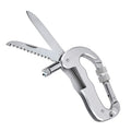 Heavy Duty D Shape Carabiner Clip-On Clamp Key Chain Hook with Dual Knife & LED Torch, D Shape + Knife D Shape + Knife