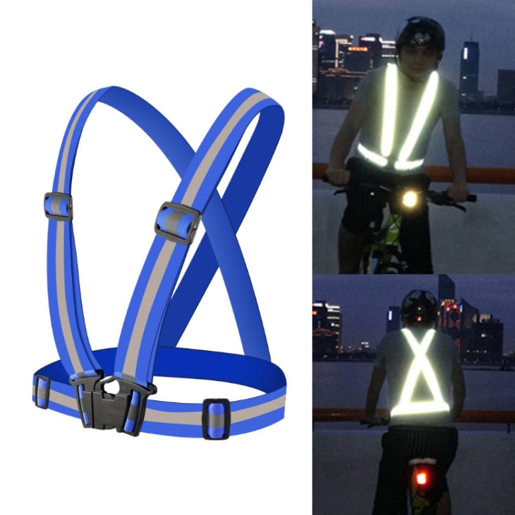 Night Riding Running Flexible Reflective Safety Vest Blue