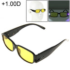 UV Protection Yellow Resin Lens Reading Glasses with Currency Detecting Function, +1.00D, +1.50D, +2.50D, +3.00D, +3.50D, +4.00D +1.00D S-OG-1052A