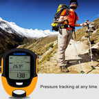 SUNROAD Multifunction LCD Digital Altimeter with Compass & Barometer & Thermometer & Hygrometer & Weather Forecast & LED Torch and Clock, Multifunction