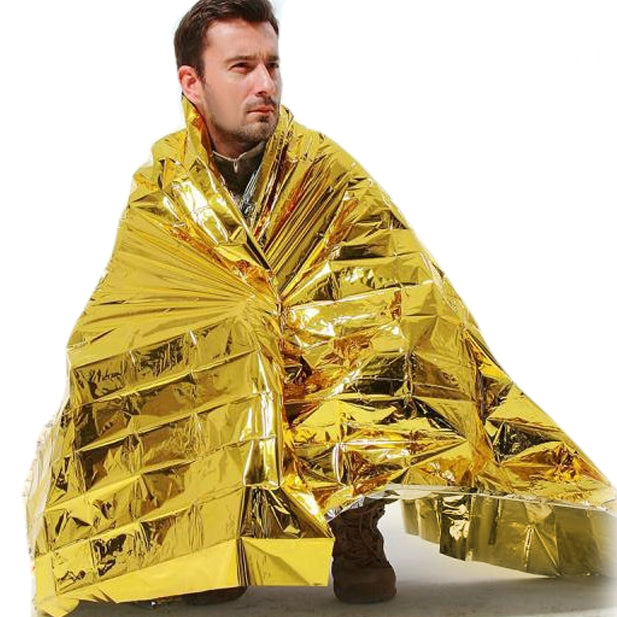 Compact Lightweight Aluminized Windproof Waterproof Emergency Blanket Body Wrap Survival Sheet for Outdoor 140 x 210cm, 140x210cm 140x210cm