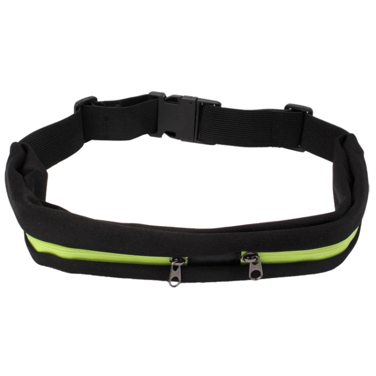 Sports Waterproof Elastic Waist Bag Two Pockets Fanny Pack Zip Pouch, Green Green S-OG-4283FG
