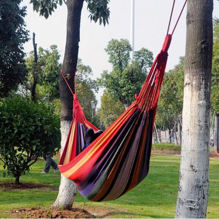 Red Stripe Single Widening Camping Outdoor Canvas Hammock, Size: 190cm x 100cm, 190cm x 100cm (Red) 190cm x 100cm (Red)