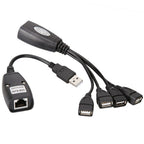 USB 2.0 CAT5 / CAT5E / CAT6 RJ45 to 4 USB Ethernet Extender LAN Extension Cable Repeater Adapter, 4 Ports USB – Durable Build, Easy to Use 4 Ports USB