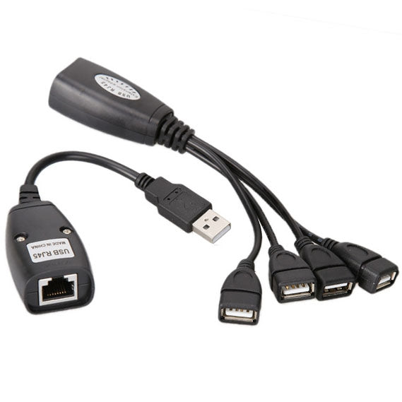 USB 2.0 CAT5 / CAT5E / CAT6 RJ45 to 4 USB Ethernet Extender LAN Extension Cable Repeater Adapter, 4 Ports USB – Durable Build, Easy to Use 4 Ports USB