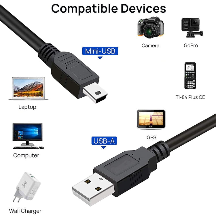 USB 2.0 AM to Mini 5pin USB Cable, Length: 1.5m, USB 2.0 AM to Mini 5Pin – Durable Build, Easy to Use