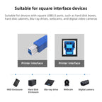 USB 3.0 A Male to B Male Extension / Data Transfer / Printer Cable, Length: 5m, Length: 1.5m – Durable Build, Easy to Use
