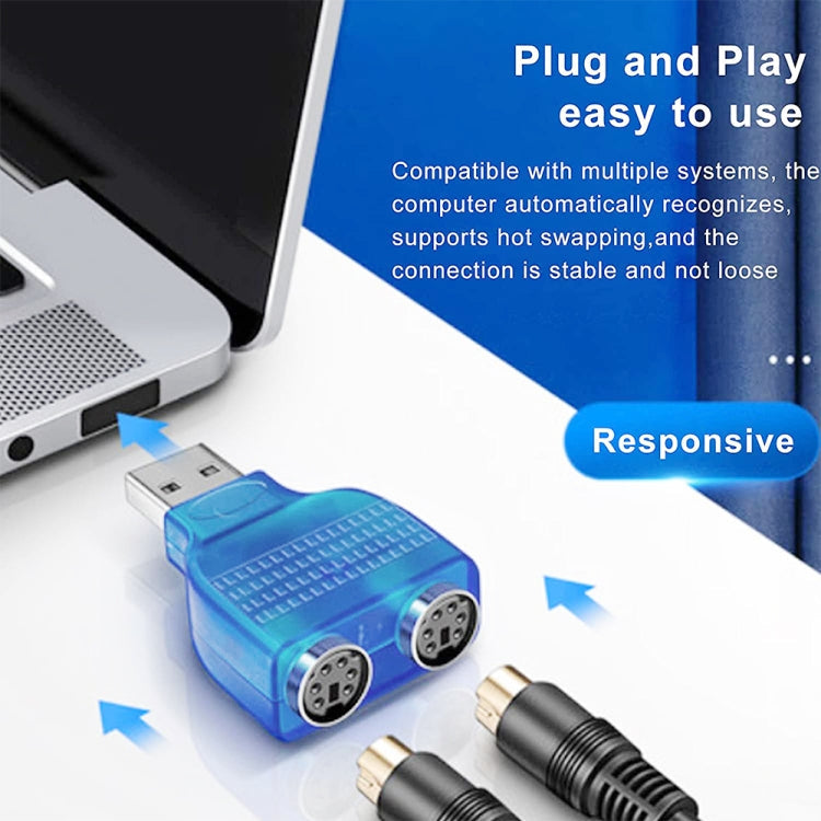 USB Male to PS/2 Female Adapter for Mouse / Keyboard, USB Male to 2 PS/2 Female – Durable Build, Easy to Use