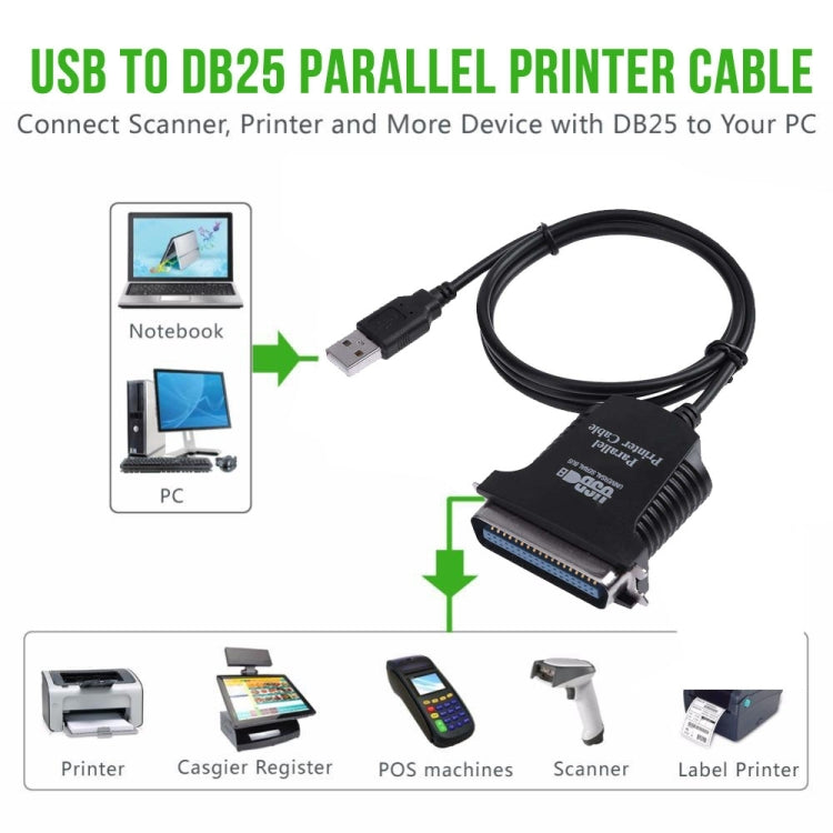 USB to Parallel 1284 36 Pin Printer Adapter Cable, Cable Length: 1m, USB 2.0 to IEEE1284 (Black) – Durable Build, Easy to Use
