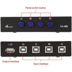 FENGJIE FJ-IA4B-C 4 Ports High Speed USB 2.0 Key-Press Switcher Share Switch Box for PC Computer Scanner Printer, FENGJIE FJ-IA4B-C – Durable Build, Easy to Use