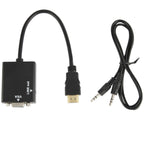 26cm HDMI to VGA + Audio Output Video Conversion Cable with 3.5mm Audio Cable, Support Full HD 1080P, Length: 26cm – TPU