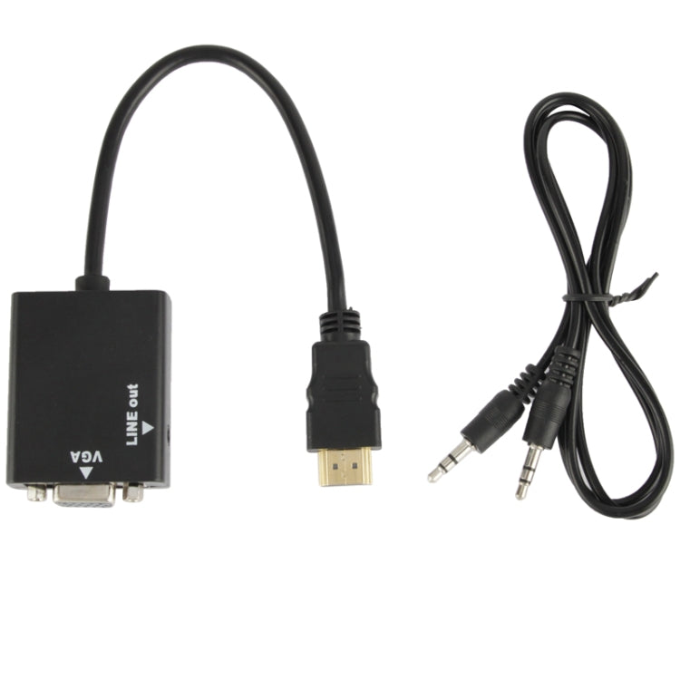 26cm HDMI to VGA + Audio Output Video Conversion Cable with 3.5mm Audio Cable, Support Full HD 1080P, Length: 26cm – TPU