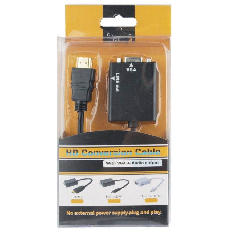 26cm HDMI to VGA + Audio Output Video Conversion Cable with 3.5mm Audio Cable, Support Full HD 1080P, Length: 26cm – TPU