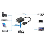 26cm HDMI to VGA + Audio Output Video Conversion Cable with 3.5mm Audio Cable, Support Full HD 1080P, Length: 26cm – TPU