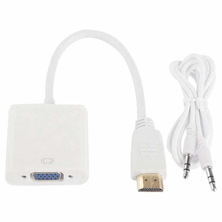 24cm Full HD 1080P HDMI to VGA + Audio Output Cable for Computer / DVD / Digital Set-top Box / Laptop / Mobile Phone / Media Player, Length: 24cm, Length: 24cm(White) – TPU