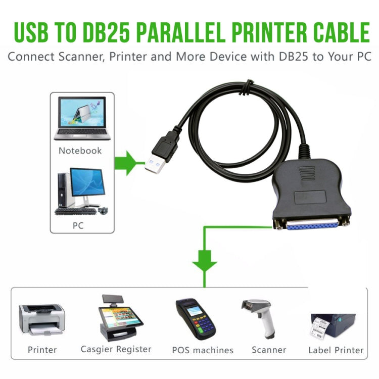 USB 2.0 to DB25 25 Pin Female Port Print Converter Cable, USB to DB25 Female (Black) – Durable Build, Easy to Use