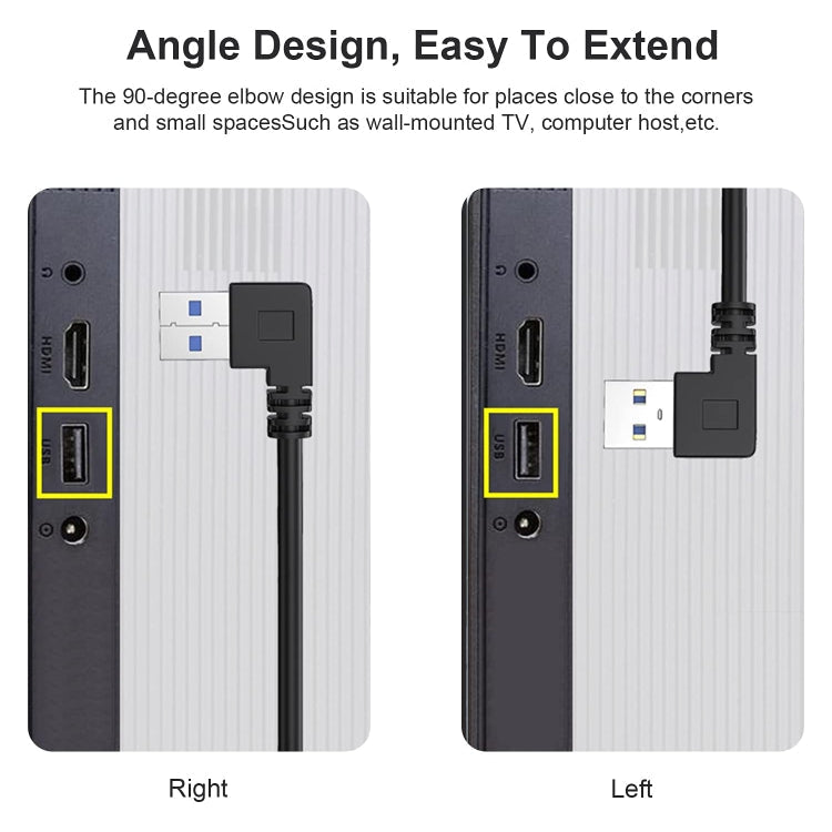1m USB-C / Type-C 3.1 Male to USB 3.0 90 Degree Left Turn Adapter Cable – Durable Build, Easy to Use