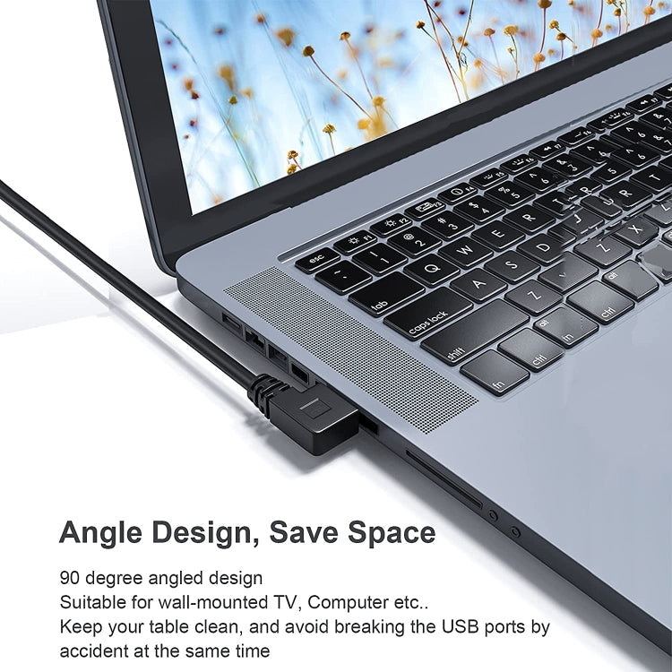 1m USB-C / Type-C 3.1 Male to USB 3.0 90 Degree Left Turn Adapter Cable – Durable Build, Easy to Use