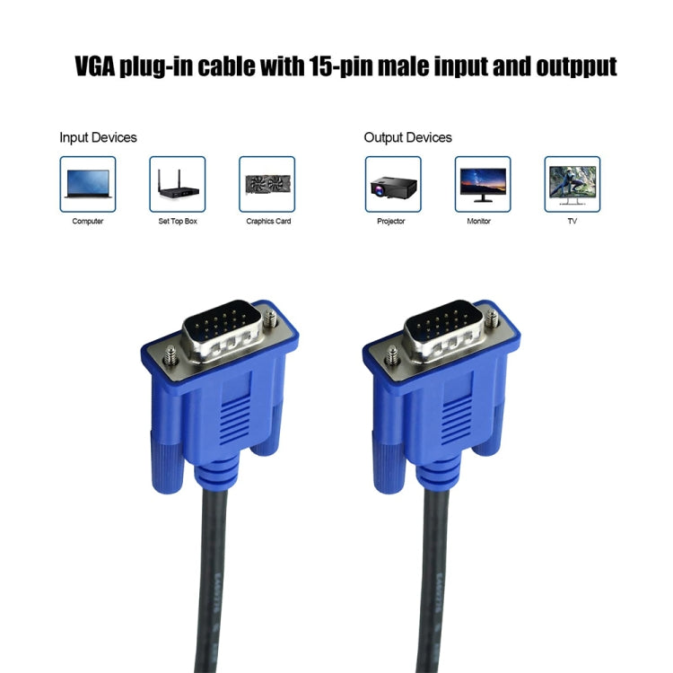 1.5m High Quality VGA 15 Pin Male to VGA 15 Pin Male Cable for LCD Monitor / Projector, 1.5m – Durable Build, Easy to Use