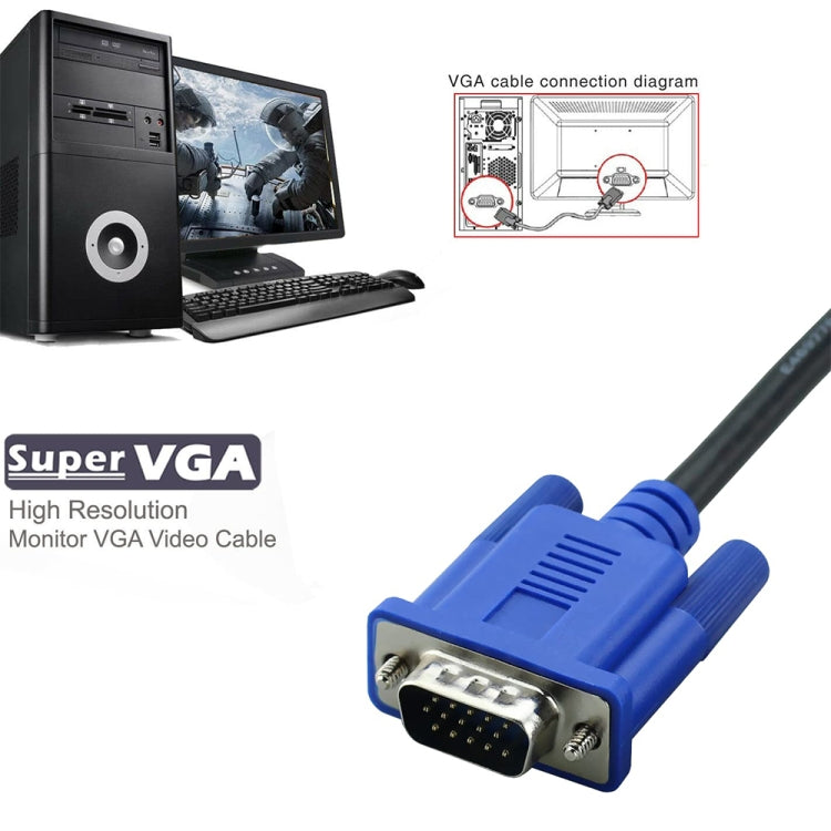 1.5m High Quality VGA 15 Pin Male to VGA 15 Pin Male Cable for LCD Monitor / Projector, 1.5m – Durable Build, Easy to Use