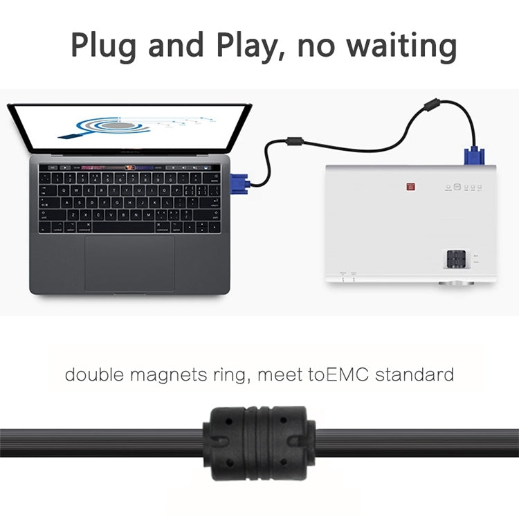 1.5m Good Quality VGA 15 Pin Male to VGA 15 Pin Female Cable for LCD Monitor, Projector, etc, Length: 1.5m – Durable Build, Easy to Use
