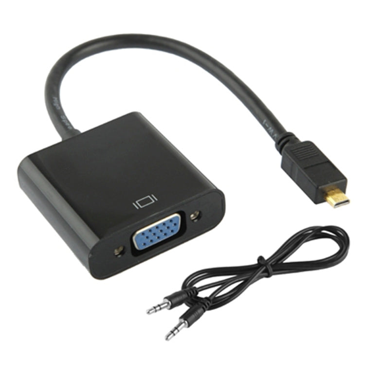 22cm Full HD 1080P Micro HDMI Male to VGA Female Video Adapter Cable with Audio Cable, Micro HDMI – TPU