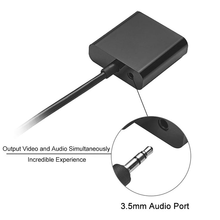 22cm Full HD 1080P Micro HDMI Male to VGA Female Video Adapter Cable with Audio Cable, Micro HDMI – TPU