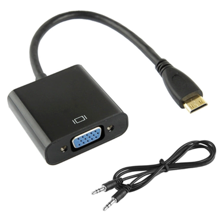 22cm Full HD 1080P Mini HDMI Male to VGA Female Video Adapter Cable with Audio Cable, Mini HDMI – TPU Mini HDMI