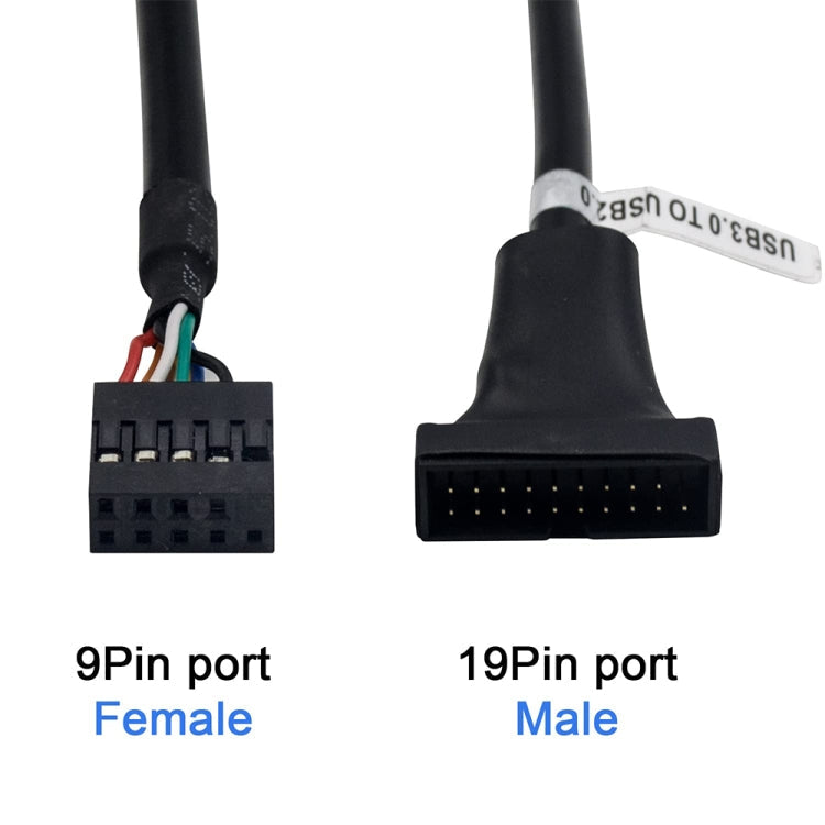 USB 2.0 9Pin Motherboard Female to USB 3.0 19Pin Housing Male Adapter Cable, Length: 15cm, 9 Pin Female to 19 Pin Male – Durable Build, Easy to Use