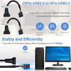 USB 2.0 9Pin Motherboard Female to USB 3.0 19Pin Housing Male Adapter Cable, Length: 15cm, 9 Pin Female to 19 Pin Male – Durable Build, Easy to Use