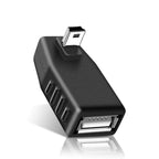 90 Degree Mini USB Male to USB 2.0 AF Adapter, 90 Degree Up Angled, 90 Degree Down Angled – Durable Build, Easy to Use 90 Degree Up Angled Black