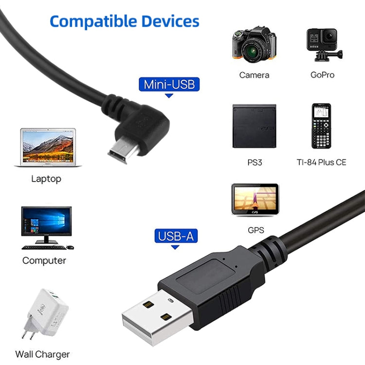 90 Degree Mini USB Male to USB 2.0 AM Adapter Cable, Length: 25cm, Right Angle Mini USB – Durable Build, Easy to Use