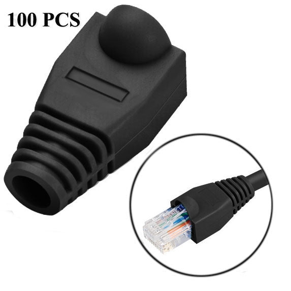 Network Cable Boots Cap Cover for RJ45, Black (100 pcs in one packaging , the price is for 100 pcs), 100 Pcs Black, 100 Pcs Red, 100 Pcs Blue, 100 Pcs White, 100 Pcs Green, 100 Pcs Grey, 100 Pcs Yellow – Durable Build, Easy to Use 100 Pcs Black Black