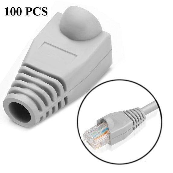 Network Cable Boots Cap Cover for RJ45, Black (100 pcs in one packaging , the price is for 100 pcs), 100 Pcs Black, 100 Pcs Red, 100 Pcs Blue, 100 Pcs White, 100 Pcs Green, 100 Pcs Grey, 100 Pcs Yellow – Durable Build, Easy to Use 100 Pcs Grey Grey