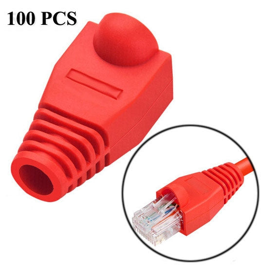 Network Cable Boots Cap Cover for RJ45, Black (100 pcs in one packaging , the price is for 100 pcs), 100 Pcs Black, 100 Pcs Red, 100 Pcs Blue, 100 Pcs White, 100 Pcs Green, 100 Pcs Grey, 100 Pcs Yellow – Durable Build, Easy to Use 100 Pcs Red Red