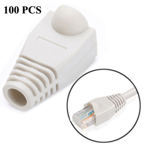 Network Cable Boots Cap Cover for RJ45, Black (100 pcs in one packaging , the price is for 100 pcs), 100 Pcs Black, 100 Pcs Red, 100 Pcs Blue, 100 Pcs White, 100 Pcs Green, 100 Pcs Grey, 100 Pcs Yellow – Durable Build, Easy to Use 100 Pcs White White