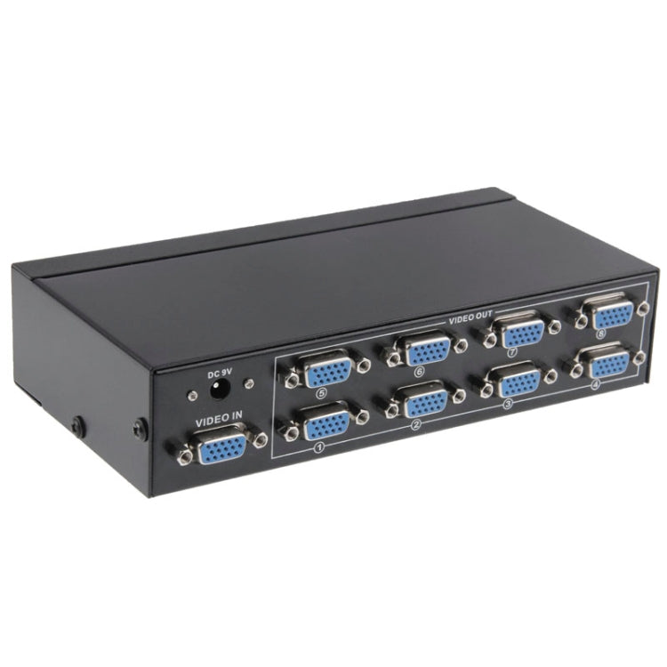 FJ-2508A 8 Port VGA Video Splitter High Resolution 1920 x 1440 Support 250MHz Video Bandwidth, 8 Ports Splitter Black – Durable Build, Easy to Use