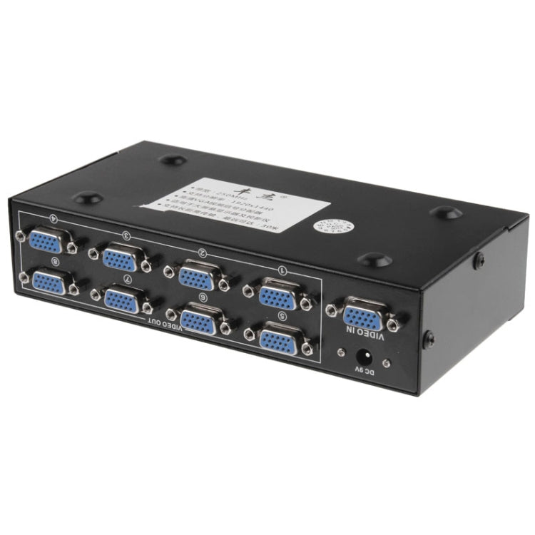 FJ-2508A 8 Port VGA Video Splitter High Resolution 1920 x 1440 Support 250MHz Video Bandwidth, 8 Ports Splitter Black – Durable Build, Easy to Use