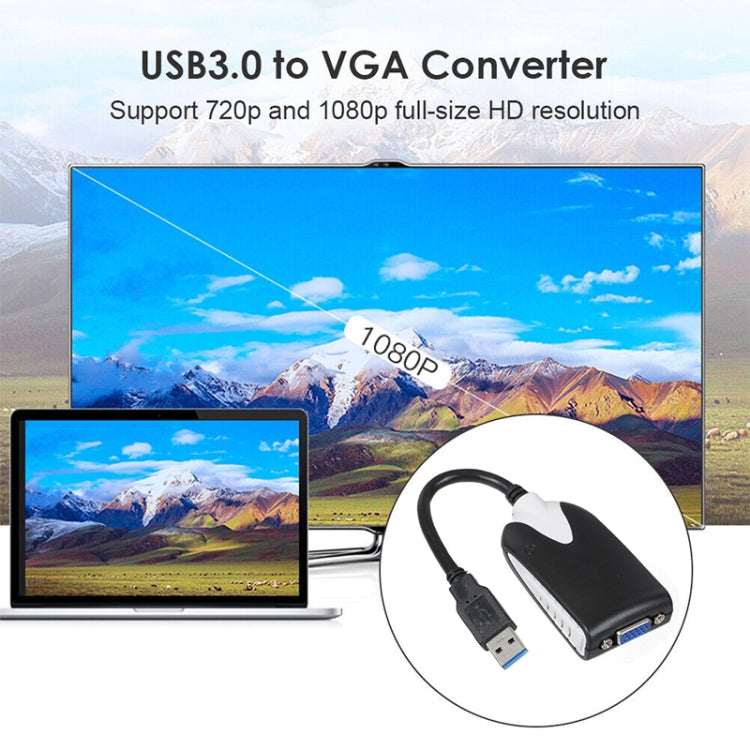 USB 3.0 to VGA Display Adapter, Resolution: 1920 x 1080, USB 3.0 (Resolution: 1920 x 1080) – Plug-and-play