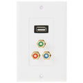 USB 2.0 Female Plug + 3 RCA Female Plugs Wall Plate Panel Default Title