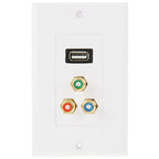 USB 2.0 Female Plug + 3 RCA Female Plugs Wall Plate Panel Default Title