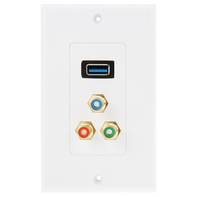 USB 3.0 Female Plug + 3 RCA Female Plugs Wall Plate Panel Default Title